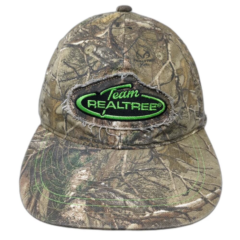 Outdoor Baseball Cap Brown Camo One Size Team Realtree Strapback Hat Green